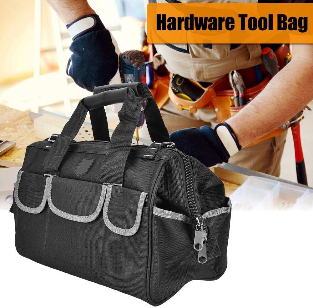  Sac à Outils 35cm Avec Base Étanche & Bandoulière | Organisateur D'Outils Robuste En Tissu Oxford Pour Électricien & Bricolage, Gris