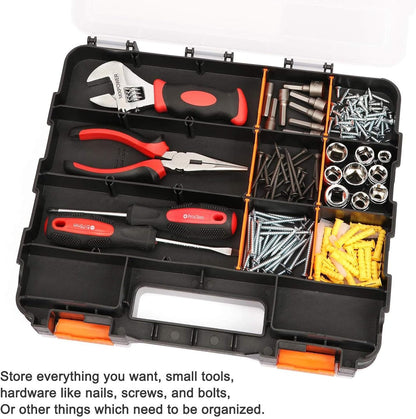 GENERIC Petite Boîte à Outils, Double Face, 34 Compartiments, Rangement Compact Pour Appareils électroniques, Organiseur Avec Couvercle Transparent, Accessoire D'atelier Avec Plusieurs Sections, Utilisation