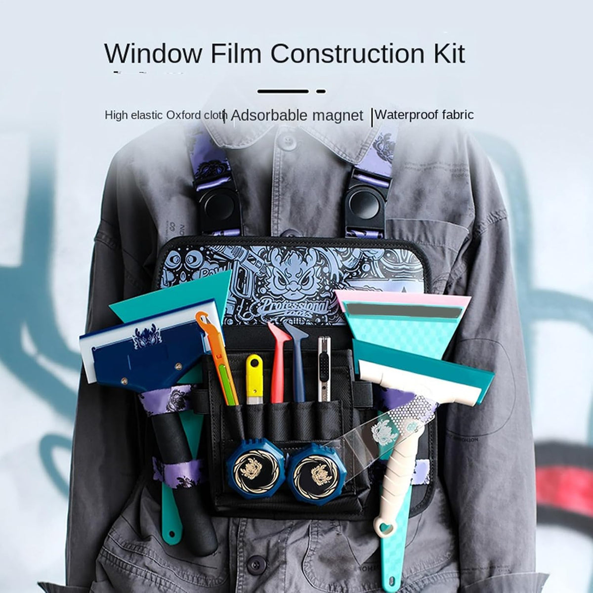 GENERIC Sac à Outils De Voiture – Pochette En Tissu Oxford De Grande Capacité, Bandoulière Amovible, étui Professionnel Pour équipement De Teinture, Fonction D'entretien Du Véhicule, Catégorie De Stockage De