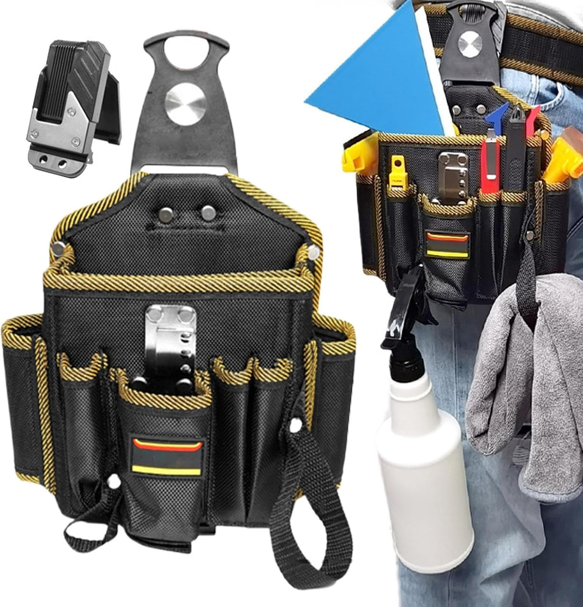  Sac Ceinture à Outils Pour Électricien,Poche De Taille Multi-poche Pour Technicien Électricien - Ceinture Holster Utilitaire Légère Pour Personnel De Travail Coiffeurs Couvreurs