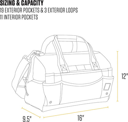  Carhartt Onsite Sac à Outils Durable, Résistant à L'eau, Sac De Rangement Pour Outils, Lourd, 40,6 Cm, 30 Poches, Noir