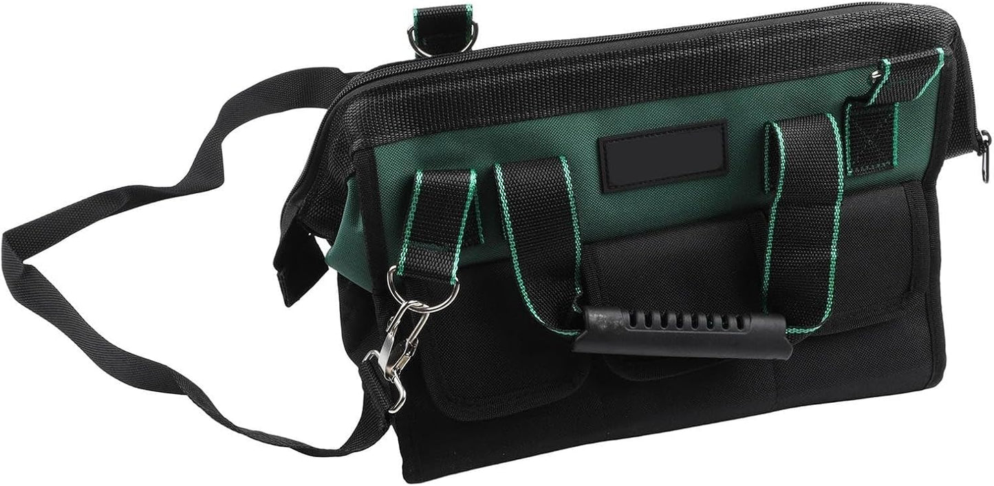  Sac à Outils Robuste Vert De 40,6 Cm Avec Plusieurs Compartiments Et Sangle Rembourrée Pour Un Transport Facile (B)