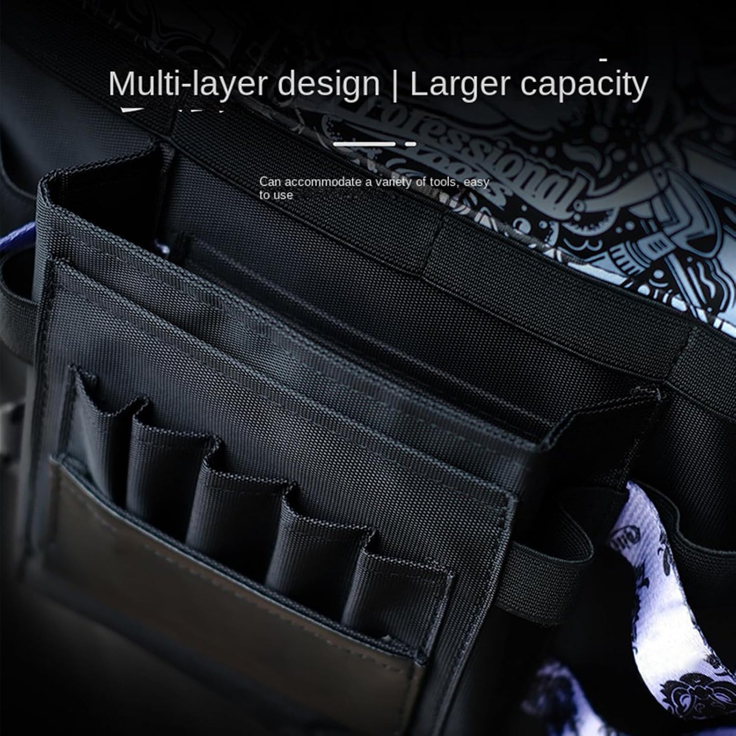 GENERIC Sac à Outils De Voiture – Pochette En Tissu Oxford De Grande Capacité, Bandoulière Amovible, étui Professionnel Pour équipement De Teinture, Fonction D'entretien Du Véhicule, Catégorie De Stockage De