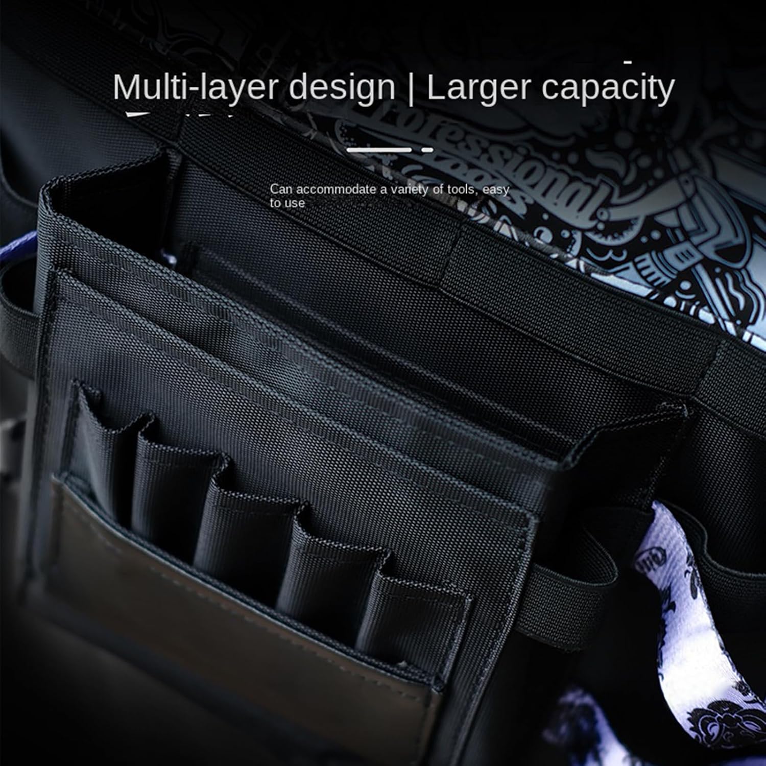 GENERIC Sac à Outils De Voiture – Pochette En Tissu Oxford De Grande Capacité, Bandoulière Amovible, étui Professionnel Pour équipement De Teinture, Fonction D'entretien Du Véhicule, Catégorie De Stockage De