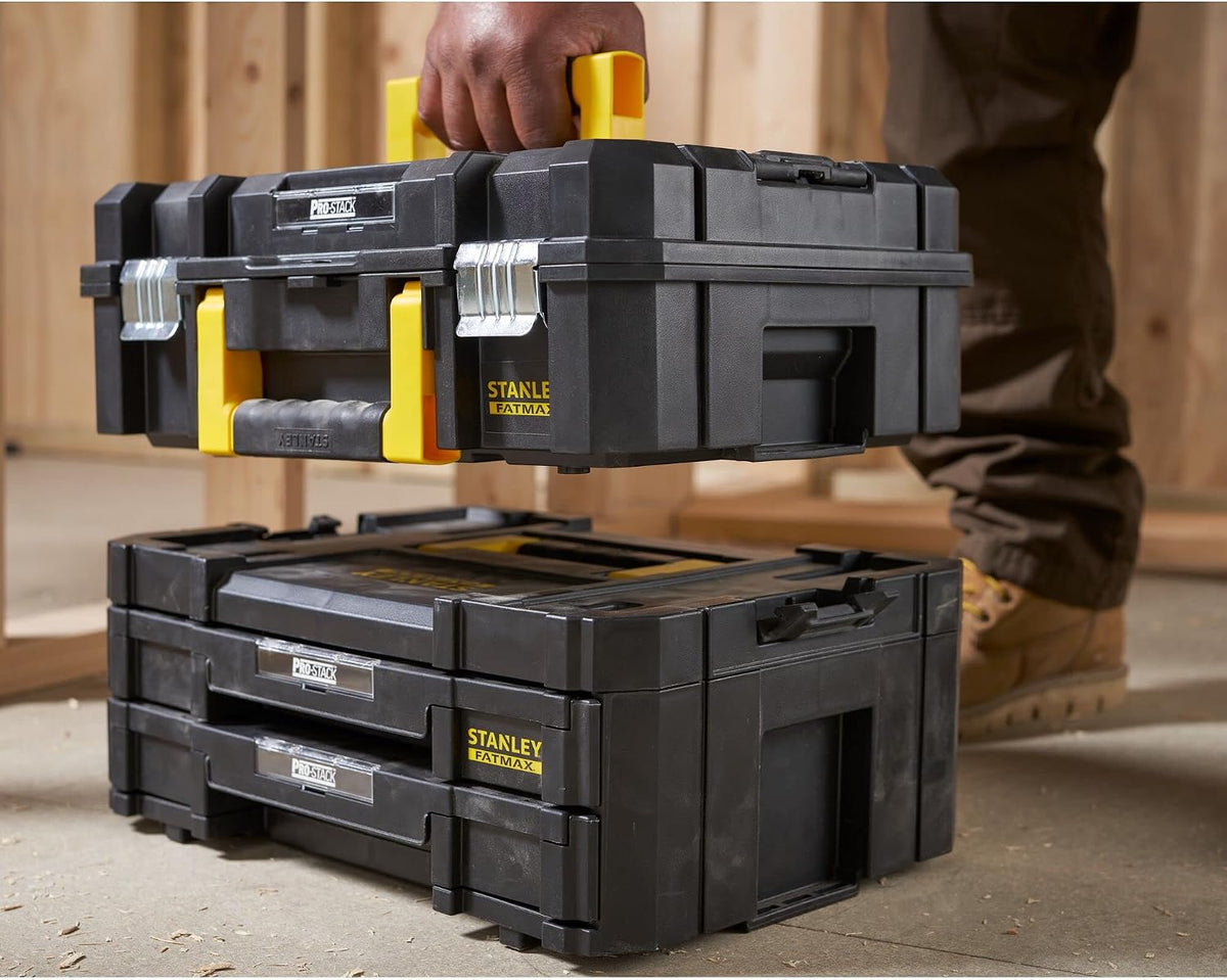  STANLEY FMST1-71981 Kit 2 Mallettes Modulable Tstak/Pro-Stack Gamme FATMAX - 21.5L - Corps En Polypropylène - Larges Attaches Métalliques Anti-Corrosion - Cadenassable