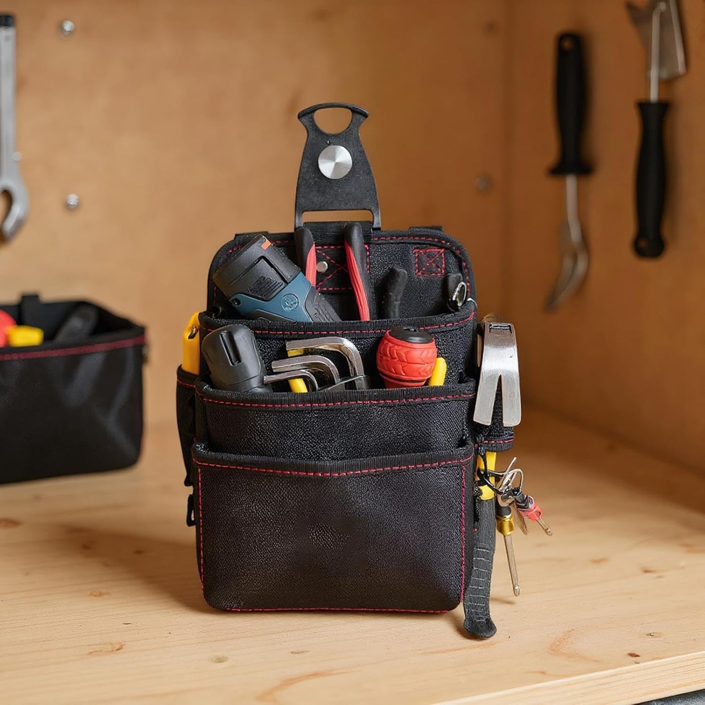  Ceinture Porte-Outil - Organisateur Oxford Imperméable 3 Couches,Pochette Ceinture Travail,pour Travail Construction Menuiserie Jardin Mécanique Électricité