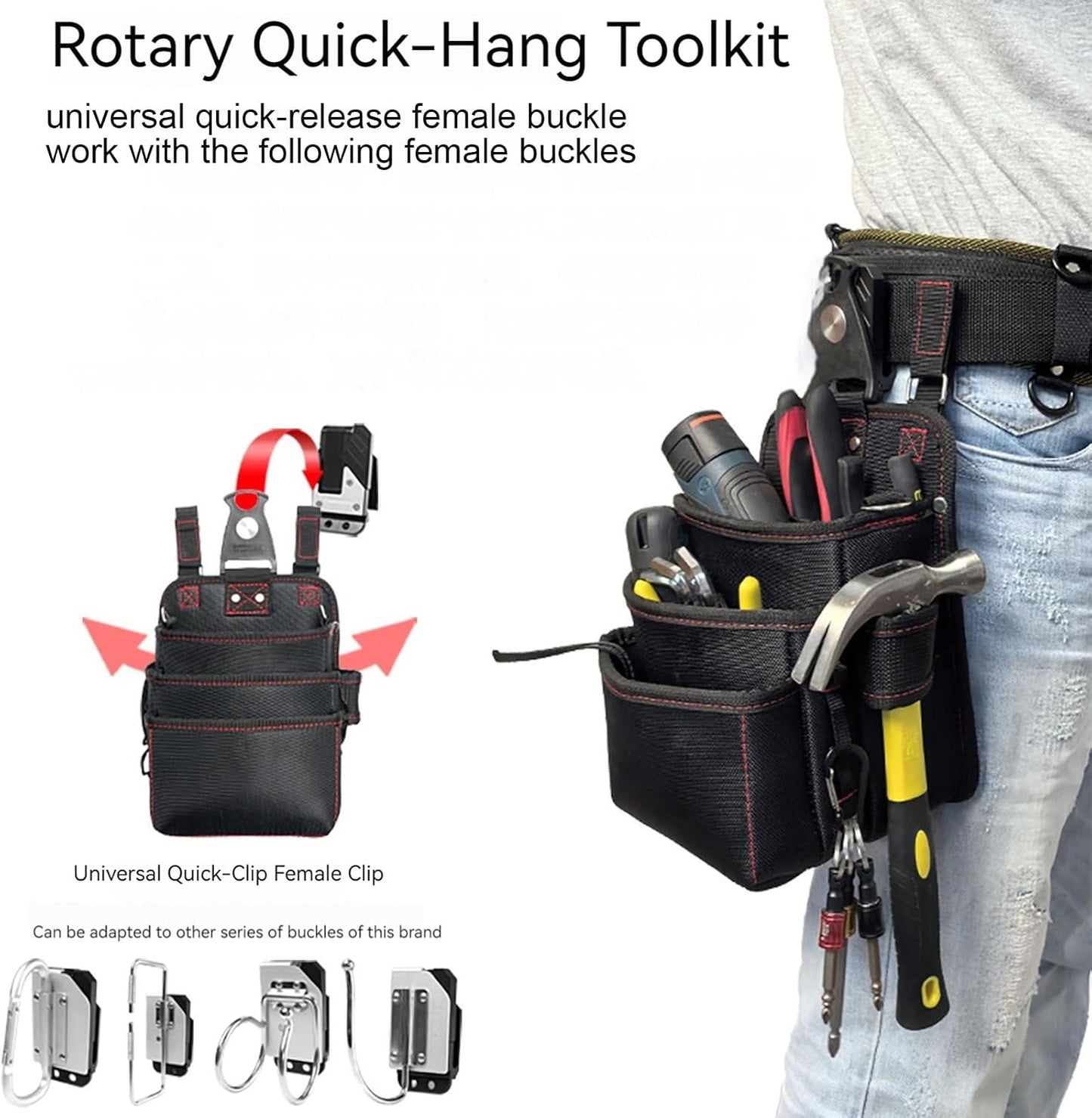  Ceinture Porte-Outil - Organisateur Oxford Imperméable 3 Couches,Pochette Ceinture Travail,pour Travail Construction Menuiserie Jardin Mécanique Électricité