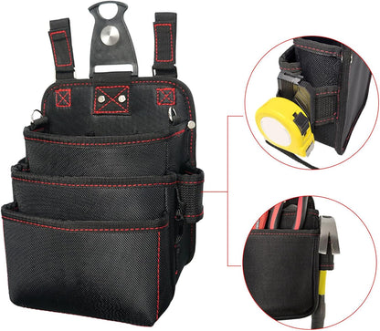  Ceinture Porte-Outil - Organisateur Oxford Imperméable 3 Couches,Pochette Ceinture Travail,pour Travail Construction Menuiserie Jardin Mécanique Électricité