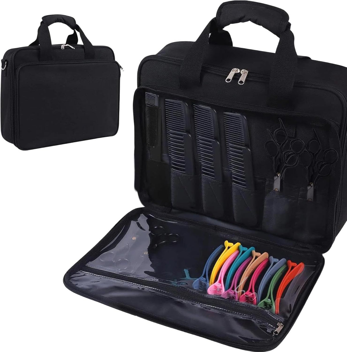  Sac à Outils Pour Cheveux, Pochette De Rangement Pour Coiffeur, Sèche-cheveux, Fer à Friser, Brosses, Peignes, Tondeuses