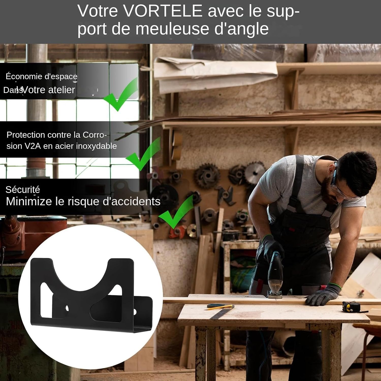  Support Pour Meuleuse D'angle - Support Mural Pour La Meuleuse D'Angle - Rangement Polyvalent En Métal Pour Atelier Panneau Perforé Garage