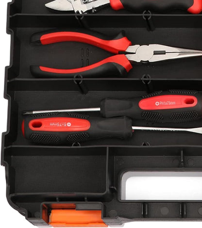 GENERIC Petite Boîte à Outils, Double Face, 34 Compartiments, Rangement Compact Pour Appareils électroniques, Organiseur Avec Couvercle Transparent, Accessoire D'atelier Avec Plusieurs Sections, Utilisation