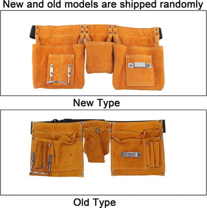  Sac De Ceinture à Outils En Cuir De Vache, Résistant Aux Coupures, Robuste, Respirant, Pochette De Taille Réglable Pour Les Travailleurs D'entretien