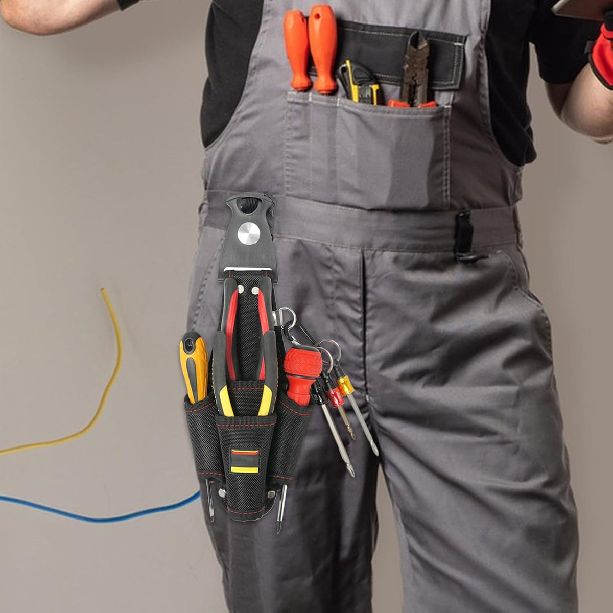 GENERIC Sac à Outils Conçu Pour électricien | Sachet Organisateur De Grande Capacité,Sac De Taille D'électricien - Pour Entrepreneurs, Mécaniciens, Plombiers, Bricoleurs, Couvreurs, Charpentiers