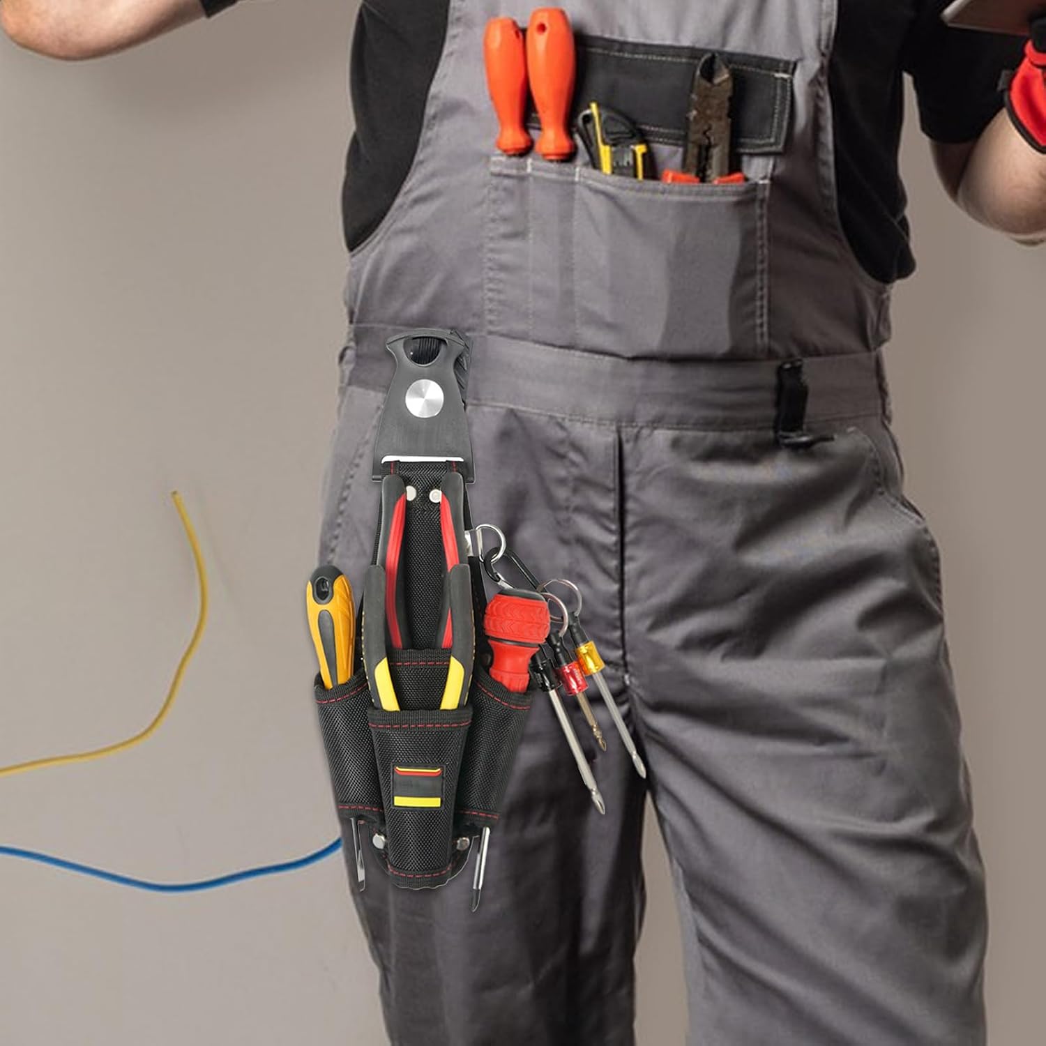 GENERIC Sac à Outils Conçu Pour électricien | Sachet Organisateur De Grande Capacité,Sac De Taille D'électricien - Pour Entrepreneurs, Mécaniciens, Plombiers, Bricoleurs, Couvreurs, Charpentiers