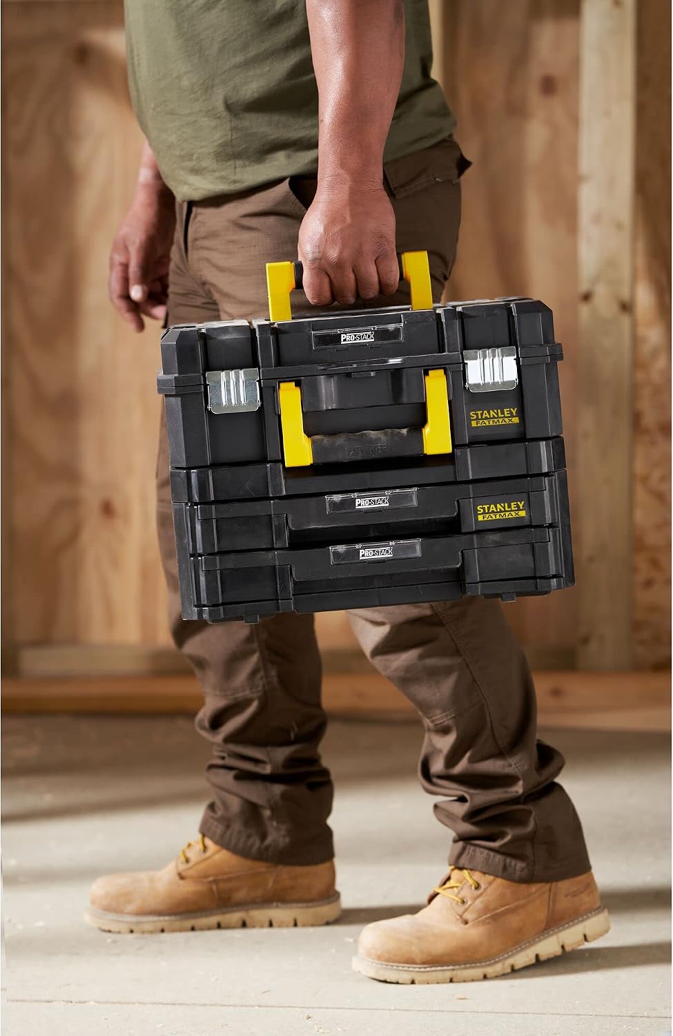  STANLEY FMST1-71981 Kit 2 Mallettes Modulable Tstak/Pro-Stack Gamme FATMAX - 21.5L - Corps En Polypropylène - Larges Attaches Métalliques Anti-Corrosion - Cadenassable