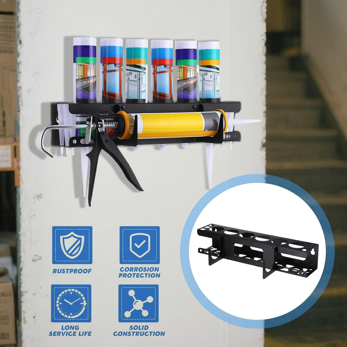  Rangement Pour Embouts De Colle - Organisateur Mural Pour Tubes De Mastic D'Atelier - Rangement Pour Outils De Professionnels En Rénovation Et Maintenance
