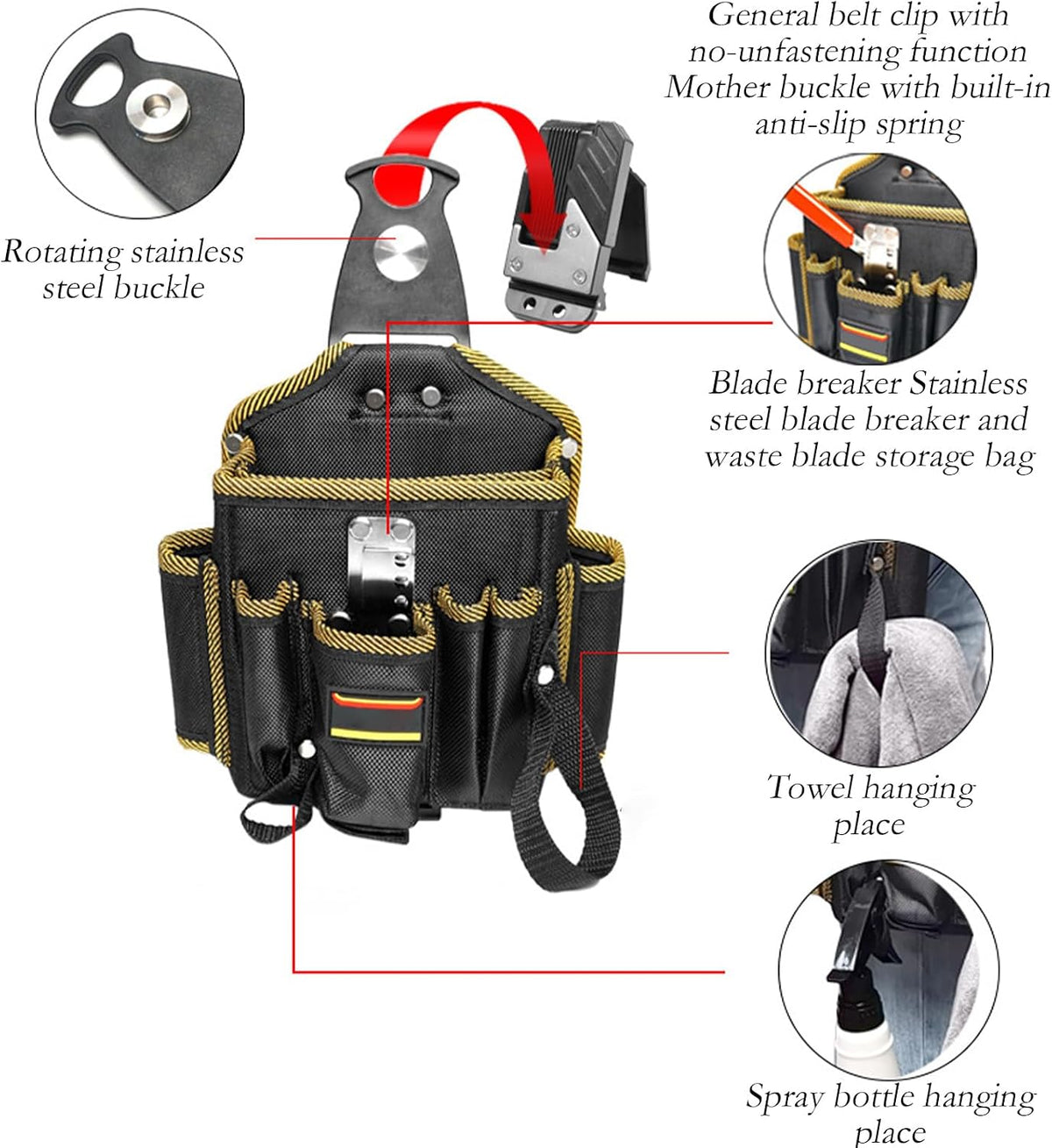  Sac Ceinture à Outils Pour Électricien,Poche De Taille Multi-poche Pour Technicien Électricien - Ceinture Holster Utilitaire Légère Pour Personnel De Travail Coiffeurs Couvreurs