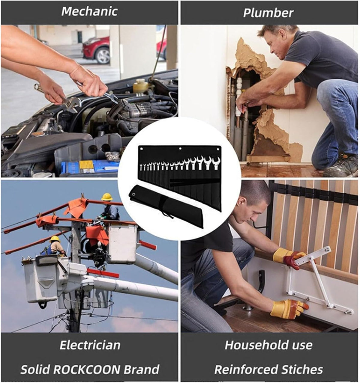  Sacs à Outils Légers Multi-usages Avec Tissu Renforcé, Organiseur De Clés à Molette Sécurisé Pour Les Déplacements Et Le Garage, Sac à Outils Portable