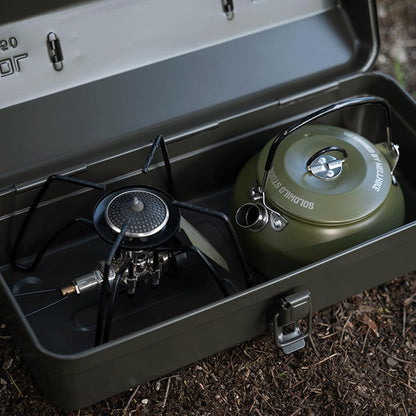  Boîte à Outils De Camping En Fer Avec Poignée Confortable En Cuir Et Finition Peinture Protectrice Adaptée à Divers Environnements