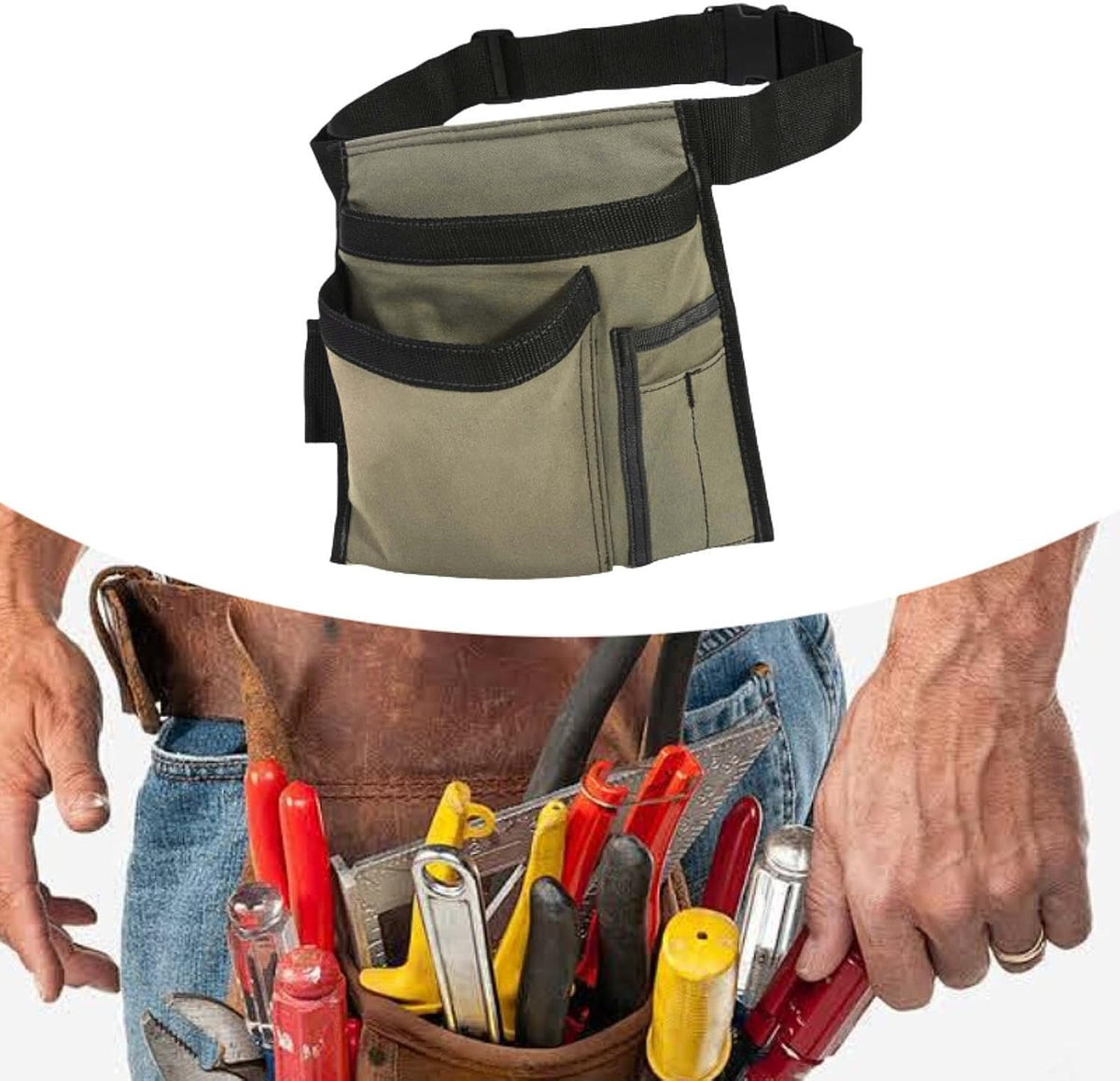  Ceinture Porte-outils Style Tablier D'électricien Avec Poches, En Tissu Oxford, Ajustable Et Légère, Convient Aux Hommes Et Aux Femmes. Couleur, Blanc
