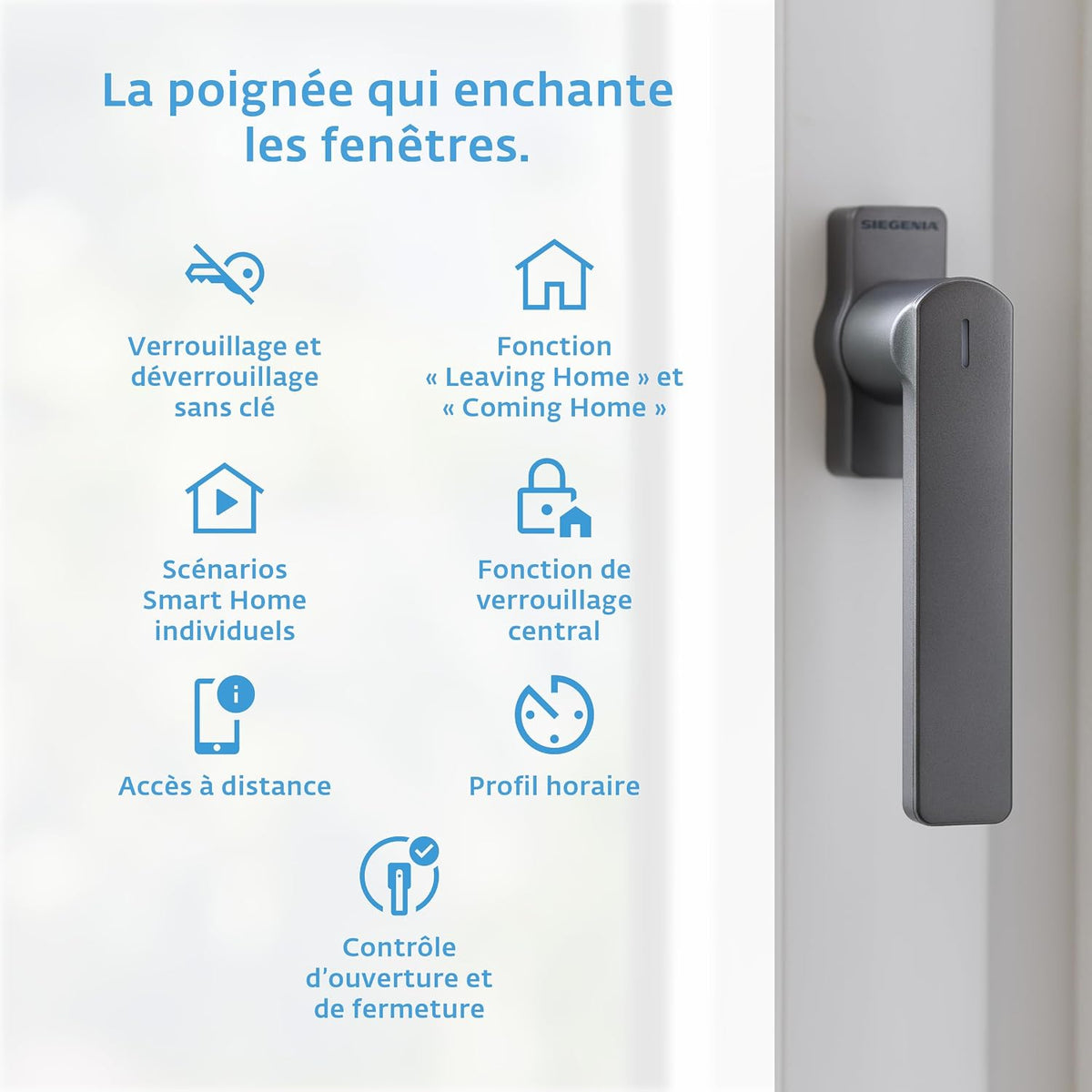  Poignée De Fenêtre SIEGENIA Intelligente Gén. 2 Anthracite De Sécurité – Compatible Avec Matter Pour L'intégration Dans Les Réseaux Smart Home Avec Surveillance D’état
