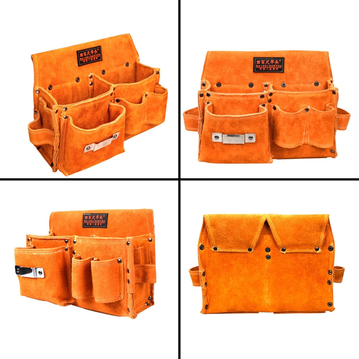  Sac à Outils Multifonction Pour électriciens, Charpentiers, Travailleurs Du Bâtiment, Kit De Rangement Portable, Sac De Rangement Pour Travailleurs Du Bois, Pratique En Cuir De Vache, Sac Banane De