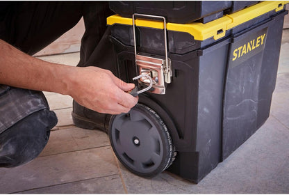  Stanley 1-70-326 Servante Compacte 3 En 1 - Boite À Outils Détachable - 2 Organiseurs Sur Le Couvercle - Bac Pour Électroportatif - Polypropylène Résistant - Poignée Télescopique - 630 X 475 X 284Mm Noir