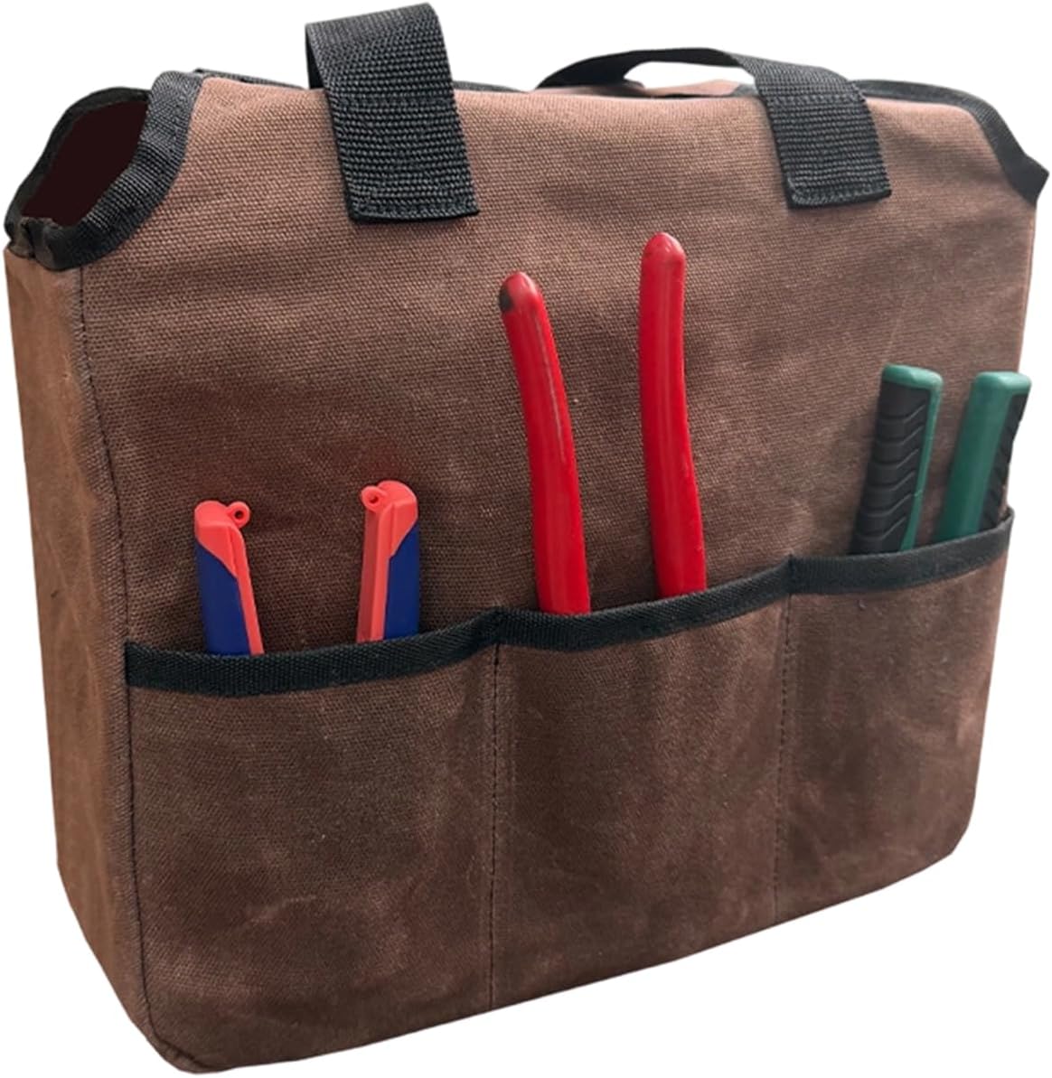  Sac à Outils De Jardin Ciré De 16 Onces, Sac à Outils Robuste, Organisateur De Rangement Durable, Porte-outils Multi-poches Pour Fleuriste, Atelier,