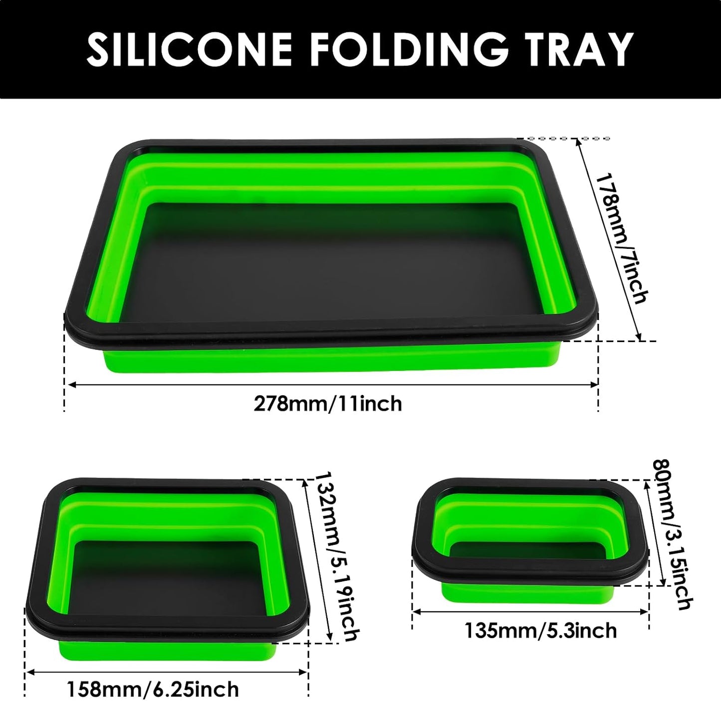  Generic Lot De 3 Plateaux Magnétiques Pliables En Silicone Pour Vis, Boulons, écrous, Rondelles, Broches Et Autres Petites Pièces Métalliques (vert)