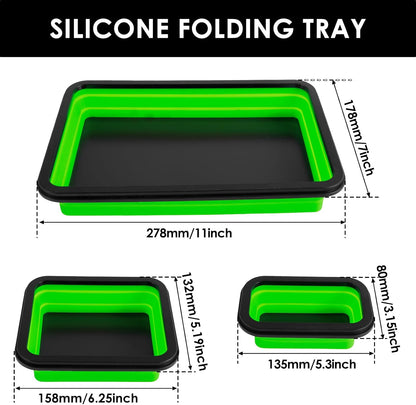  Generic Lot De 3 Plateaux Magnétiques Pliables En Silicone Pour Vis, Boulons, écrous, Rondelles, Broches Et Autres Petites Pièces Métalliques (vert)