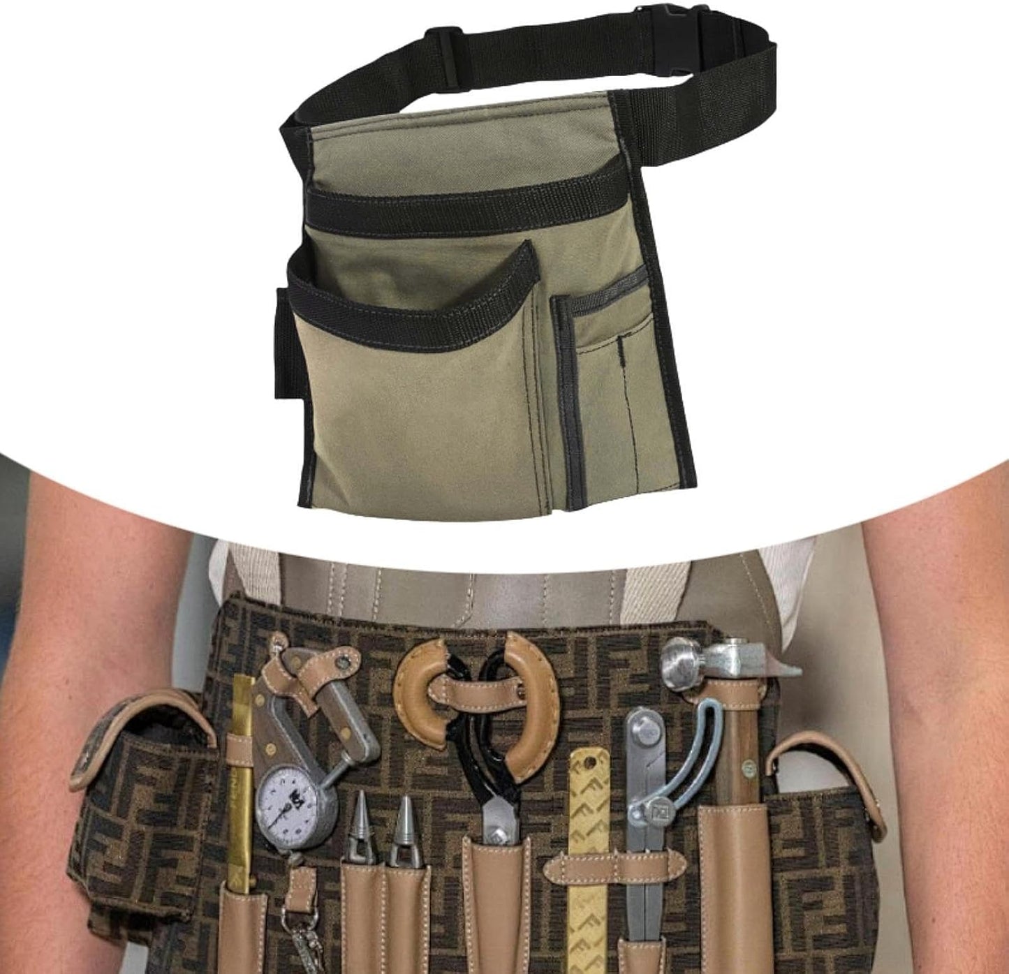 Ceinture Porte-outils Style Tablier D'électricien Avec Poches, En Tissu Oxford, Ajustable Et Légère, Convient Aux Hommes Et Aux Femmes. Couleur, Blanc
