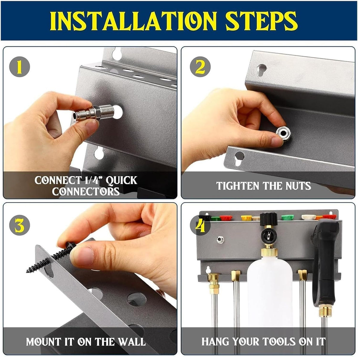  Support Pour à Mousse - Rangement Outils Lavage Auto - Porte-Outils De Nettoyage Automobile | Pour Camping-cars, Camions, Berlines, VUS, Atelier, Professionnels Et