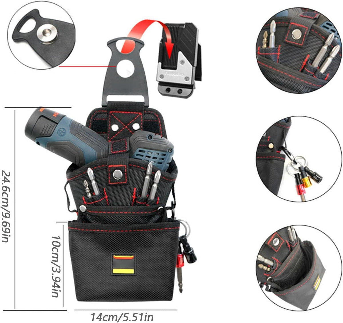  Sac à Outils De Ceinture | Sac Porte-Outils Ceinture Aimanté - Pochette à Vis Réglable Organisateur Pour Électricien, Porte-Perforateur Électrique Imperméable Pour Atelier De Menuiserie Et