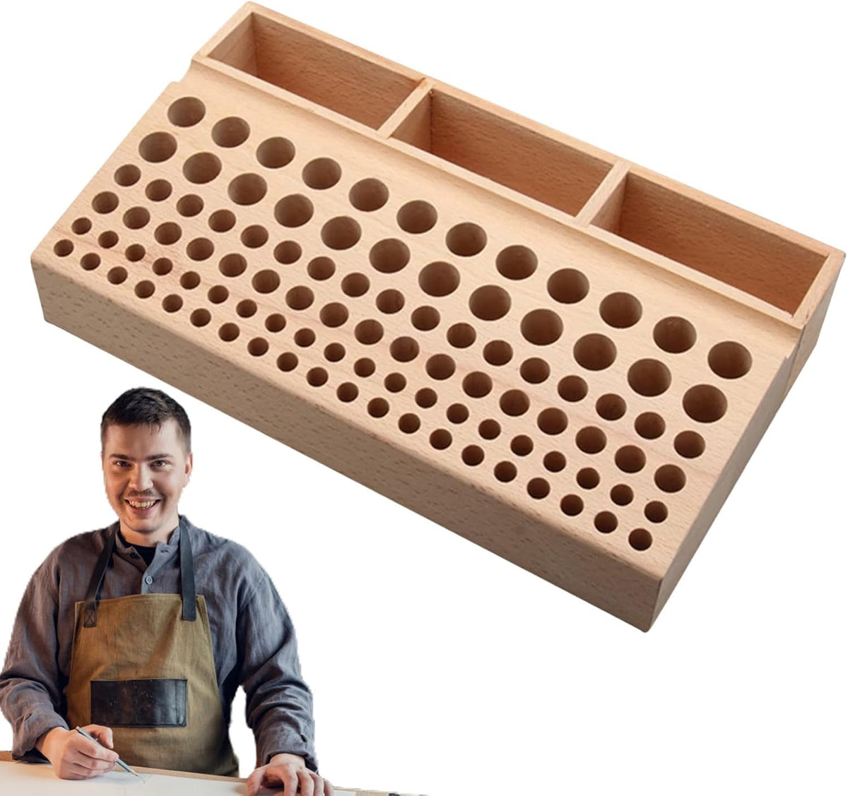  Support De Rangement Pour Outils,Support En Hêtre à Fentes Pour Emporte-Pièces | Boîte De Stockage Pour Outils En Cuir,pour La Maison, Les Professionnels, Cadeau Femmes Et Amis, Travail Intérieur Et