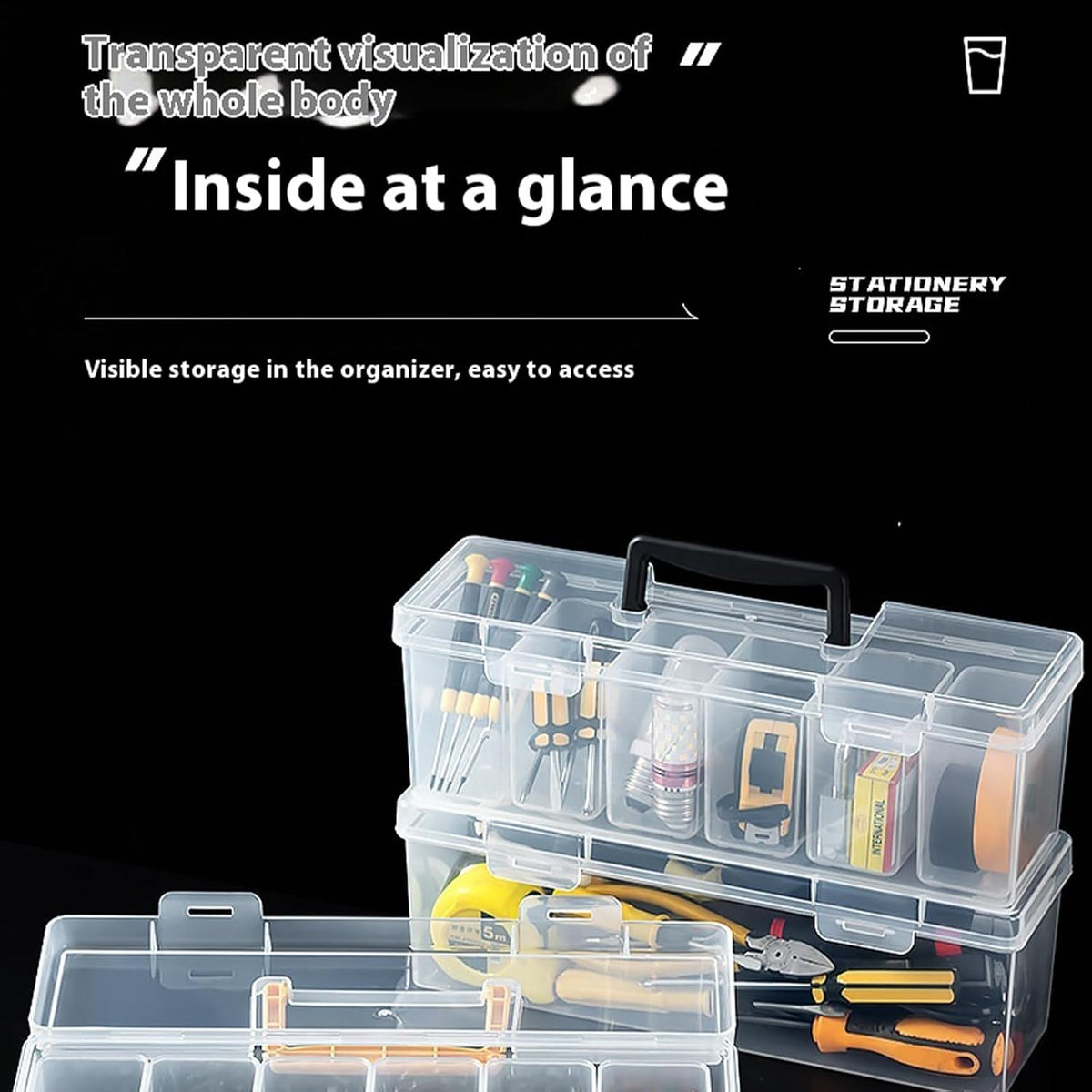  Boîte De Rangement Multifonction Portable Avec Compartiment Amovible Pour Voiture, Camping, Outils Ménagers, Boîte à Outils