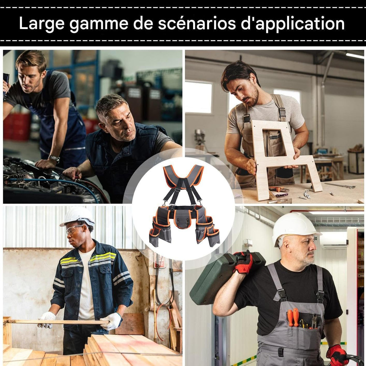  Ceinture À Outils - Ceinture Utilitaire,Sac De Travail Réglable Avec Bretelles Et 19 Poches Pour Projets De Bricolage, Plomberie Et Électricité
