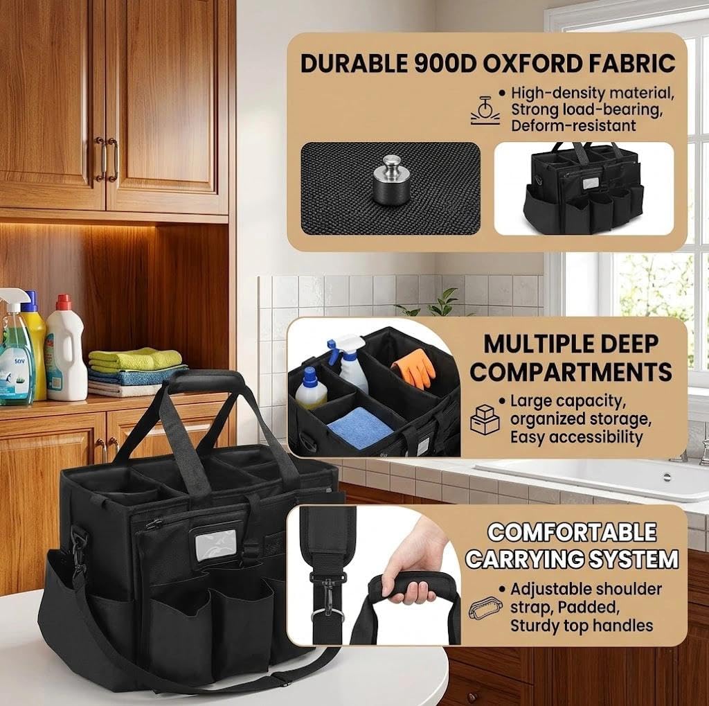  Sac De Nettoyage, Panier De Nettoyage, Rangement Pour Fournitures, Avec Bandoulière Et Poignées, Adapté Pour Les Nettoyeurs Et Ceux Qui Ont Besoin De Transporter Et De Ranger Différents