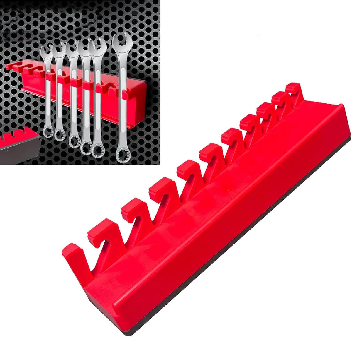  Support De Clé Magnétique Avec Ventouse Puissante Pour 10 à 13 Emplacements, Organiseur D'outils à Main, Rouge Et Noir, Matériau ABS Pour Garage, Atelier, Support Mural Portable Pour Outils à Main