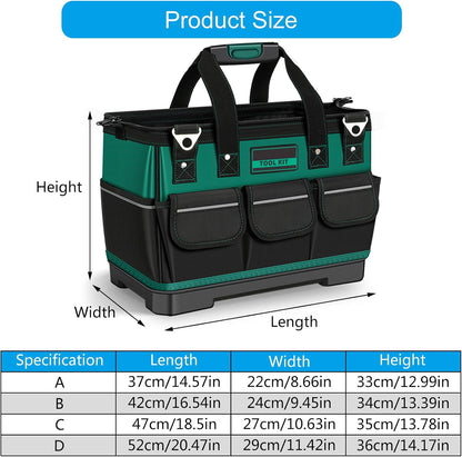  Sac à Outils De 40,6/45,7/58,4 Cm Avec Bandoulière Réglable, Sac De Rangement Pour Outils De Grande Capacité