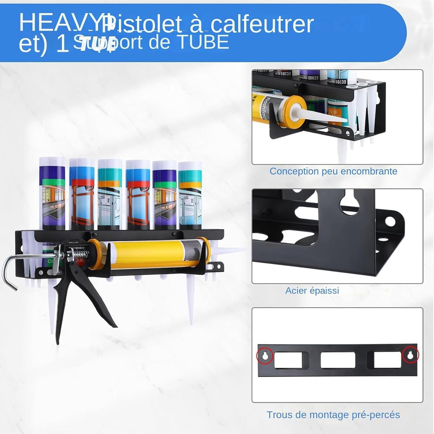  Support Pour Distributeur De Mastic D'Atelier - Organisateur Mural Pour Tubes De Mastic D'Atelier - Rangement Pour Outils De Professionnels En Rénovation Et Maintenance