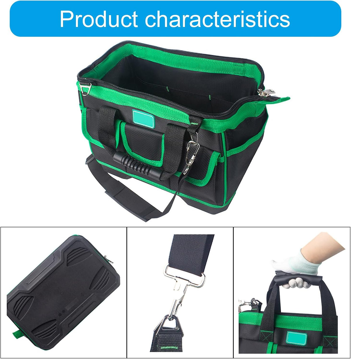  Sac à Outils De 40,6 Cm, 45,7 Cm, Avec Bandoulière Réglable, étanche, Avec 8 Poches Extérieures, Poignée En Caoutchouc