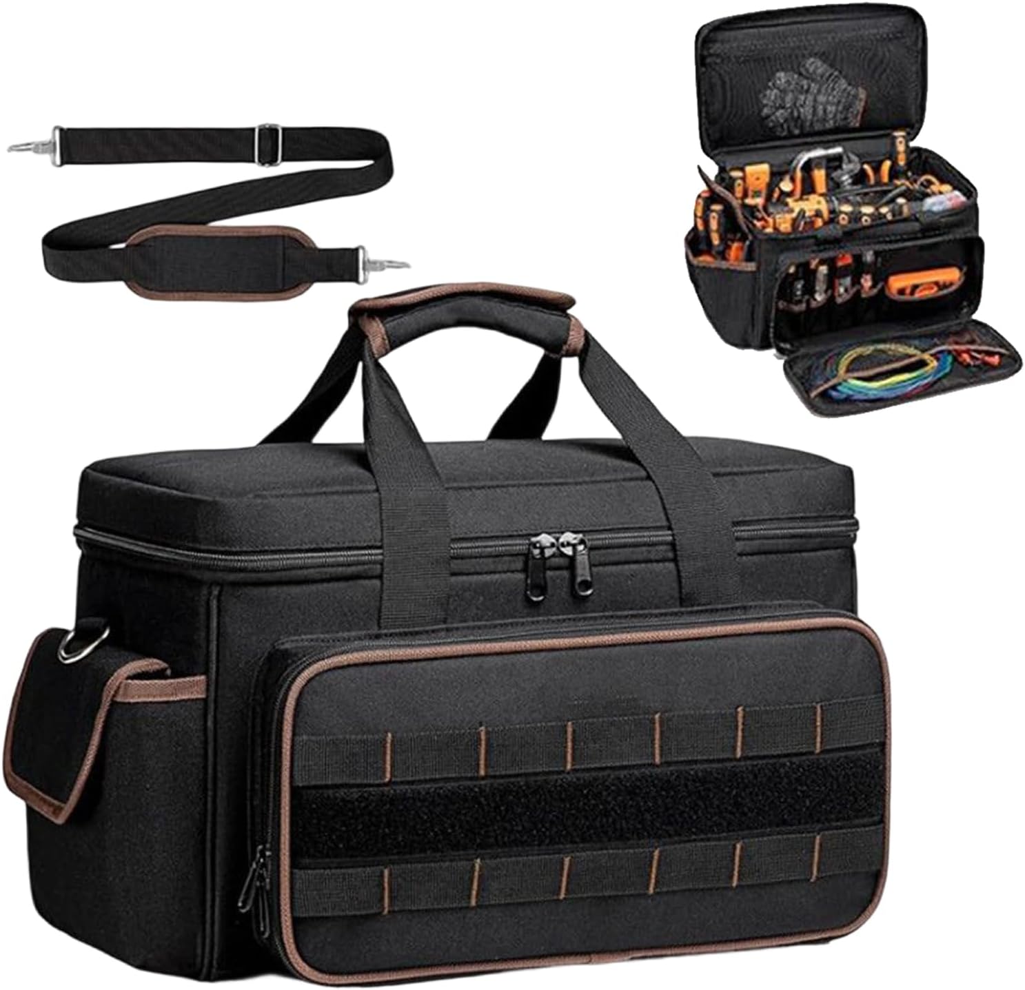 GENERIC Sac à Outils D'électricien | Bandoulière Réglable De Grande Capacité, Organisation Portable Pour Rangement D'outils – Pour électricien, Mécanicien, Charpentier, Construction, Voyage, Jardin