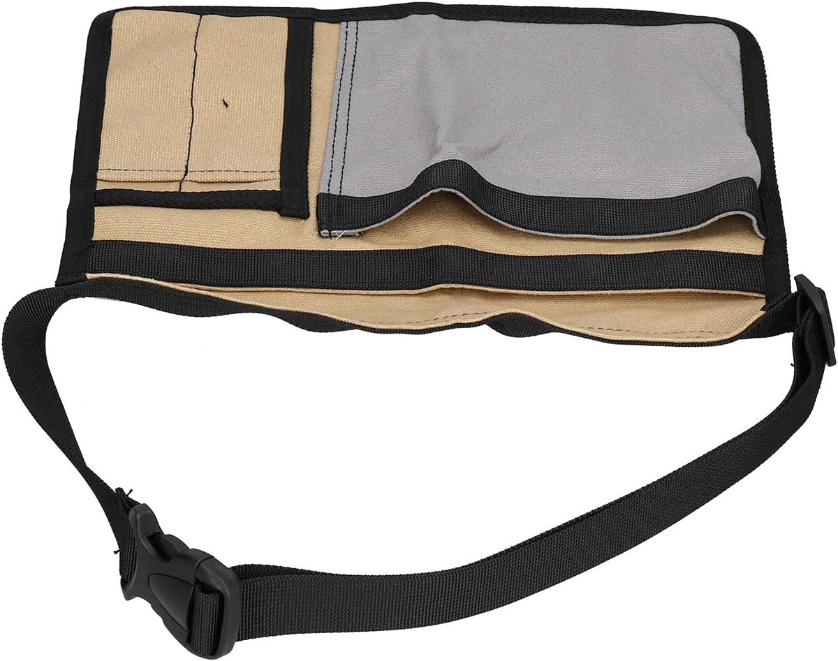  Cocoarm Sac Banane à Outils Pochette à Outils En Tissu Oxford 25 X 27,5 Cm Avec 2 Poches Principales 2 Poches à Boucle Et Ceinture Pour Les Travailleurs De Plein Air De Réparation D'escalade De
