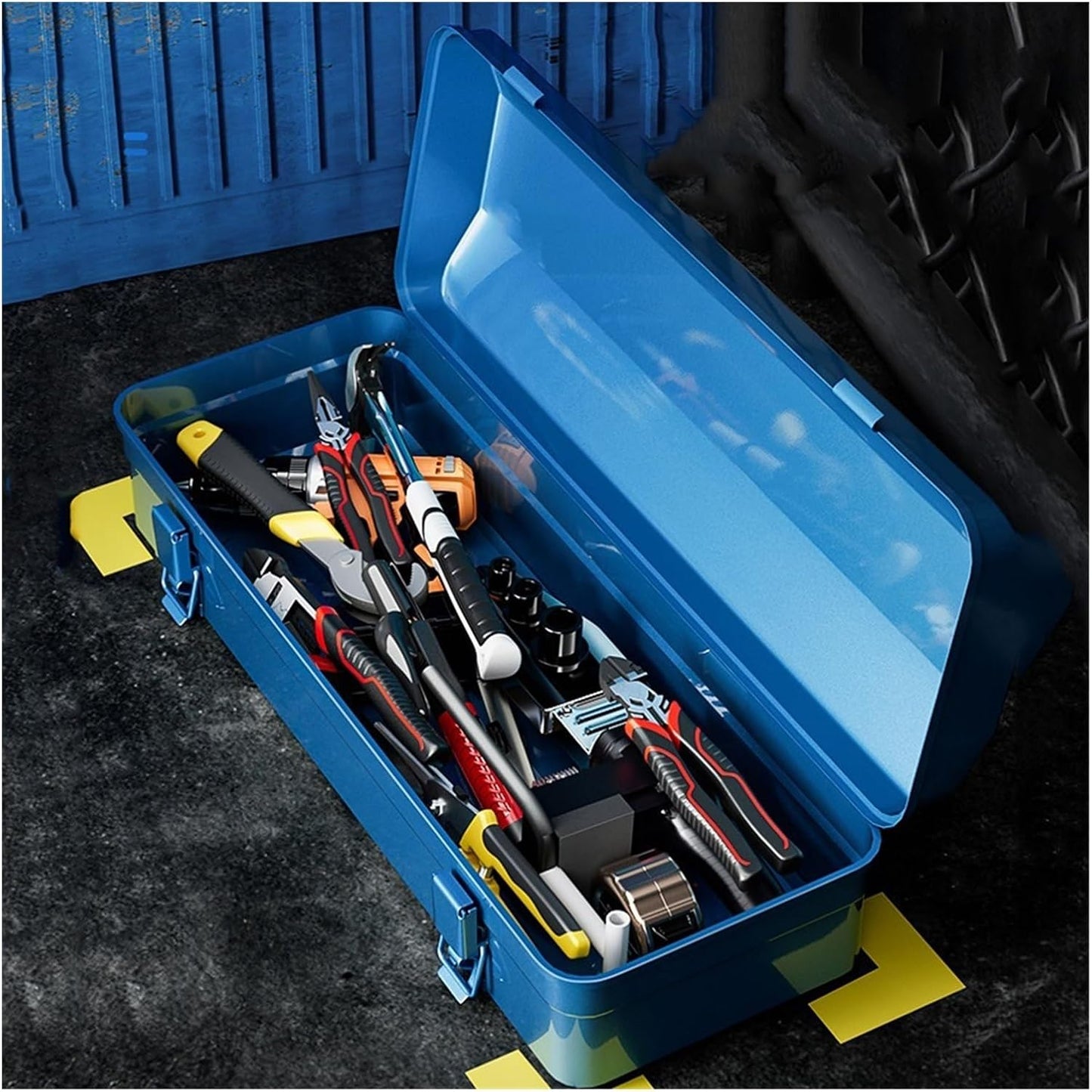  Coffret à Outils Boîte à Outils Avec Loquet En Métal, Boîte, étui De Rangement étanche, Coffre Pliable, Plateau Fourre-tout Léger, Sac Polyvalent(XL)
