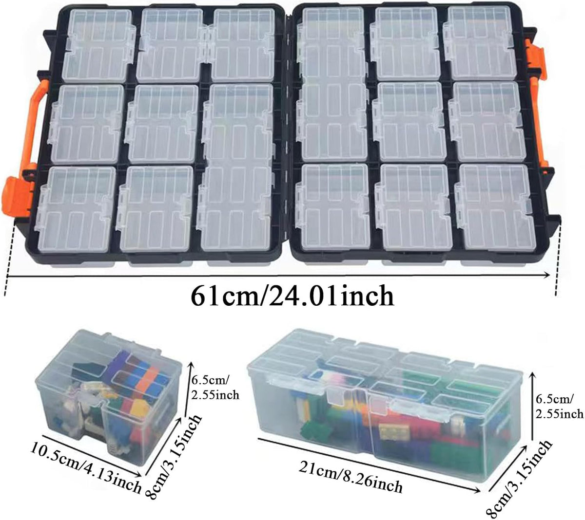 GENERIC Boîte De Rangement Amovible, Organiseur De Petites Pièces, Récipient à Outils Avec Poignée, Vis Et écrous, Empilable, étui De Rangement Pour Outils Avec Accès Facile, Organisateur De Pièces Pour