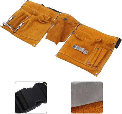  Sac De Ceinture à Outils En Cuir De Vache, Résistant Aux Coupures, Robuste, Respirant, Pochette De Taille Réglable Pour Les Travailleurs D'entretien