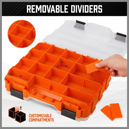 GENERIC Petite Boîte à Outils – Portable Double Face 34 Compartiments – Récipient De Quincaillerie Avec Couvercle Transparent | Pour Garage, Maison, Atelier, , Perceuse, Douille, électronique