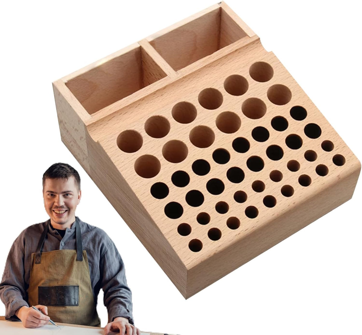 GENERIC Boîte à Outils,Stand à Perforation En Cuir | Boîte De Rangement En Bois Pour Outils En Cuir,Usage Domestique Et Artisanal Pour Les Femmes Et Les Hommes