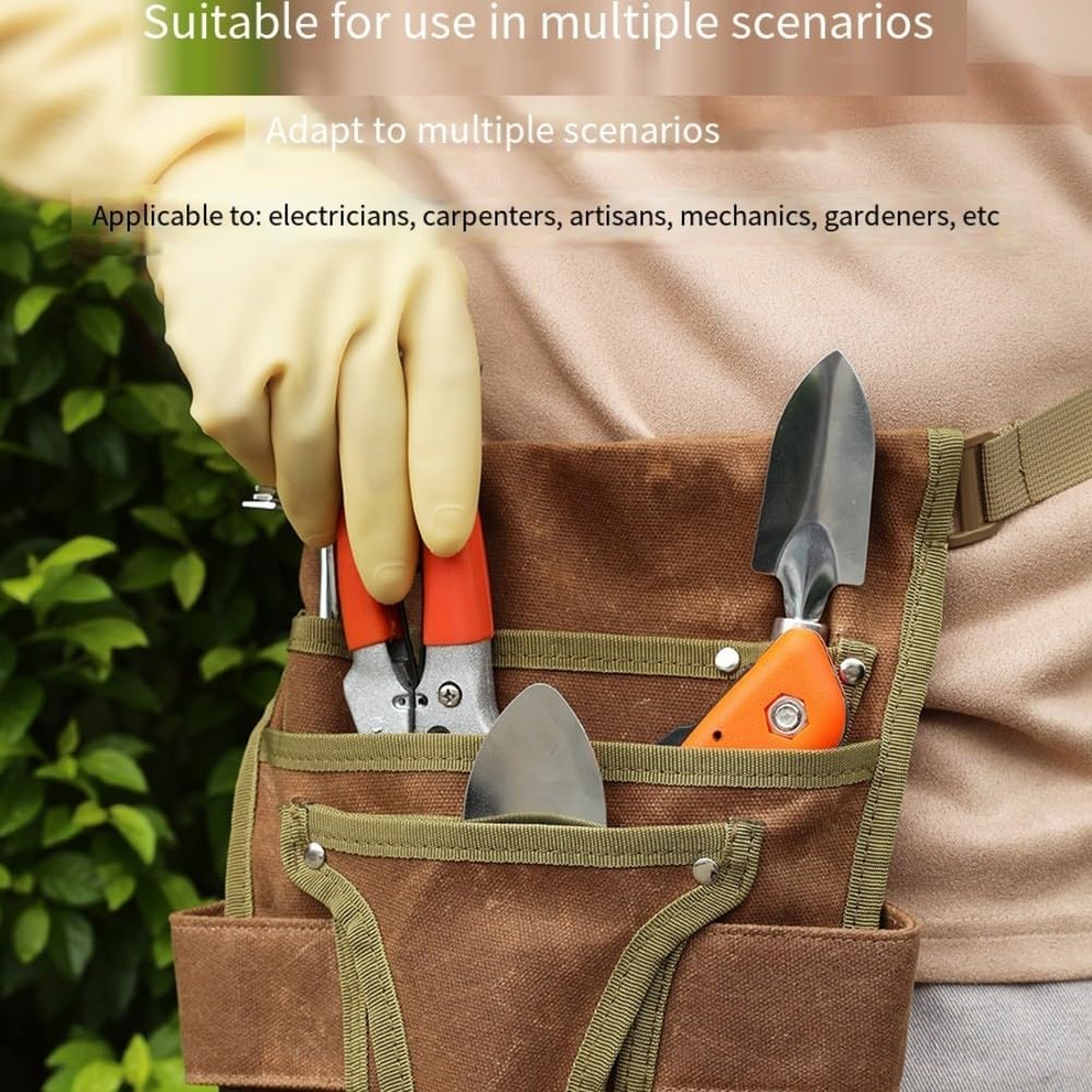  Sac Fourre-tout De Jardinage En Toile Cirée Avec Huit Compartiments Pour Outils Et Sangles Convertibles à Porter Comme Sac à Dos Ou à La Main Dans La Teinte Verte (vert)