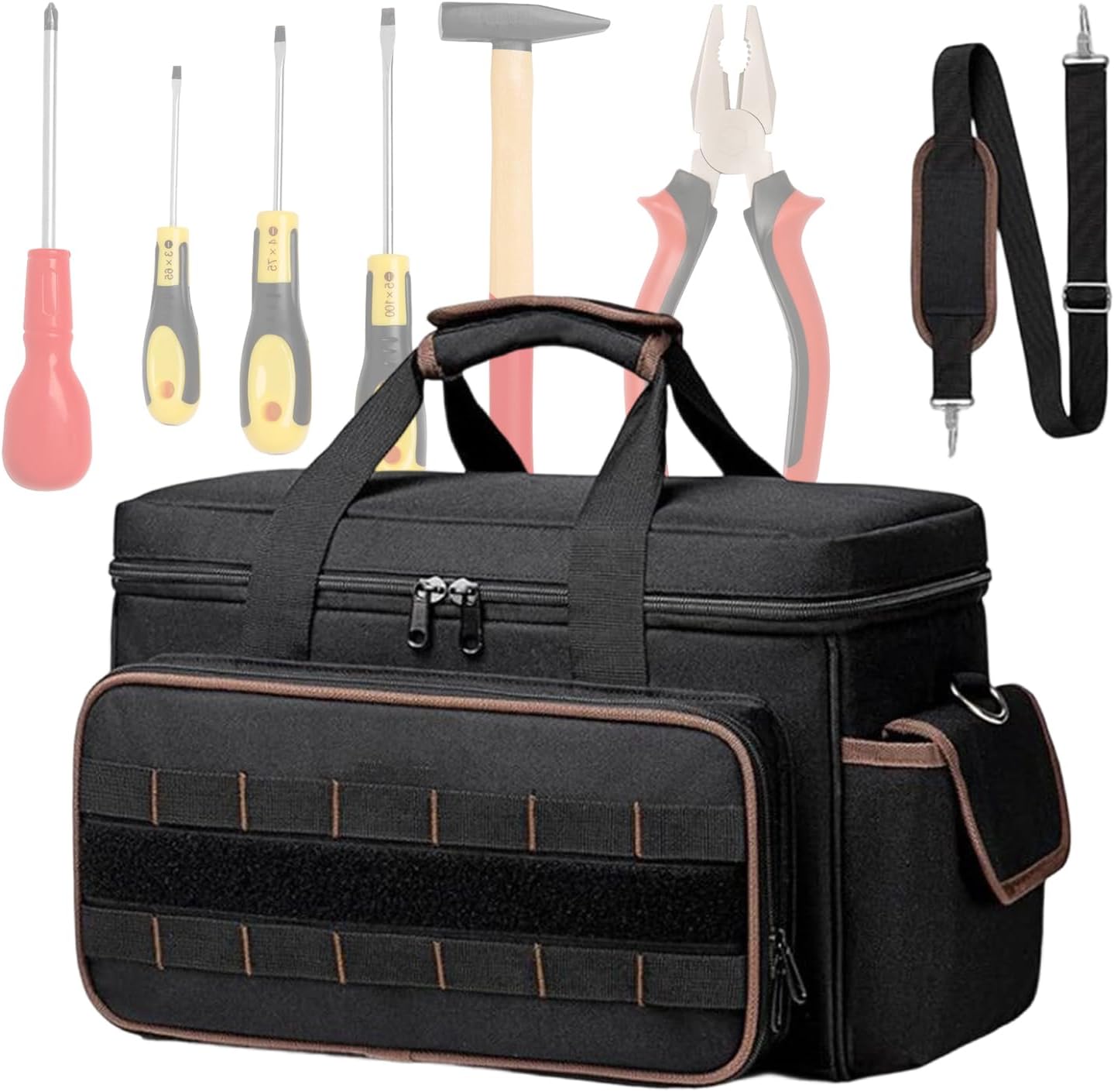  Sac à Outils D'Électricien | Grande Capacité Avec Poche Boîte, Ceinture Et Poignée Rembourrée - Sacoche Portable De Rangement Pour Outils | Pour Électricien Mécanicien Menuisier Construction Père Trav